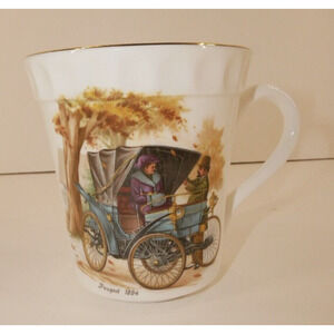 Crown Staffordshire 1894 Peugeot Gold Trim White Bone China Coffee Tea Cup